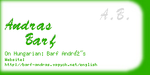 andras barf business card